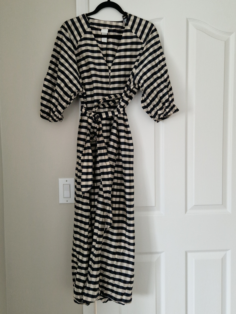 H&M Black and Cream Striped Kids' Wrap Dress with Tie